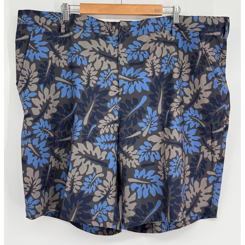 Lesmart Golf Series Mens Blue Tropical‎ Leaf Performance Shorts Stretch Sz 46